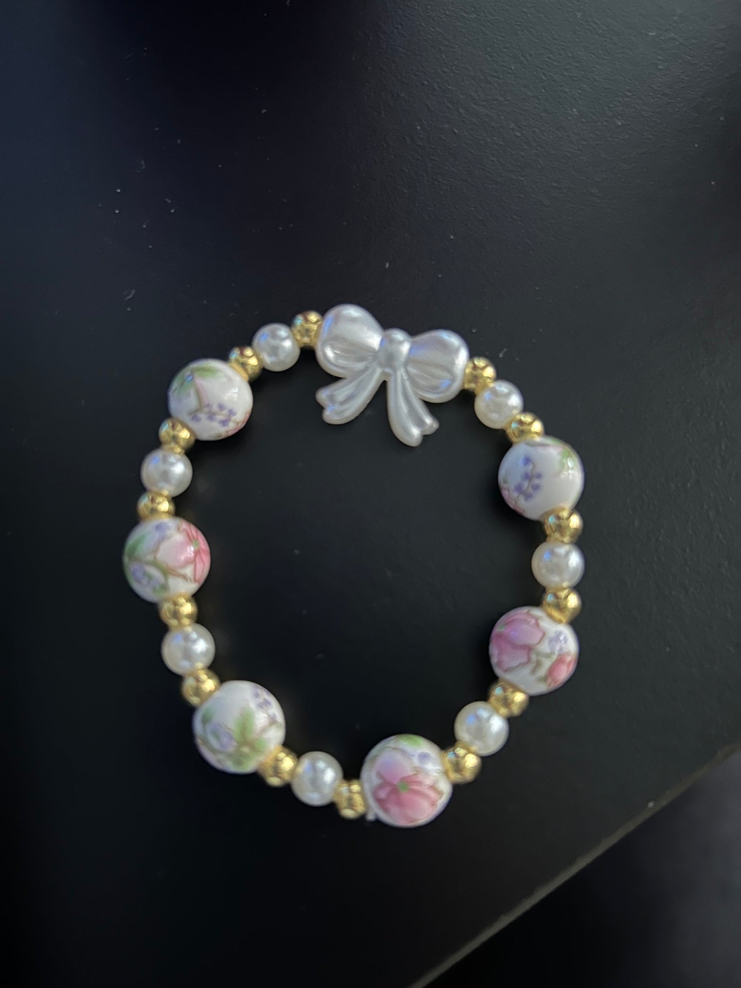 Floral bow bracelet non tarnish