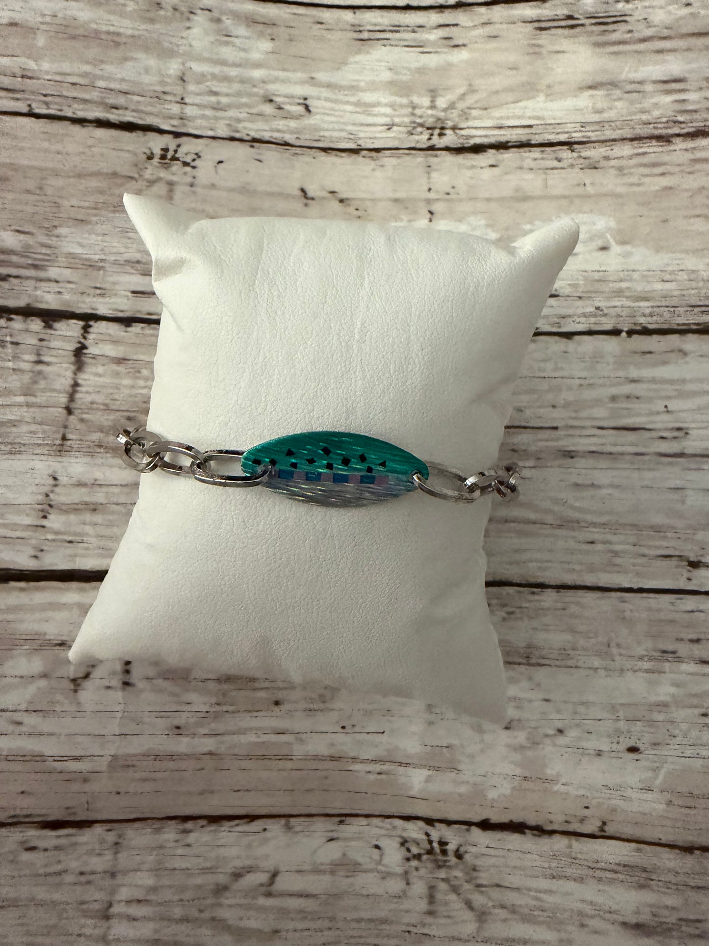 Blue fox Turquoise lure bracelet in silver non tarnish