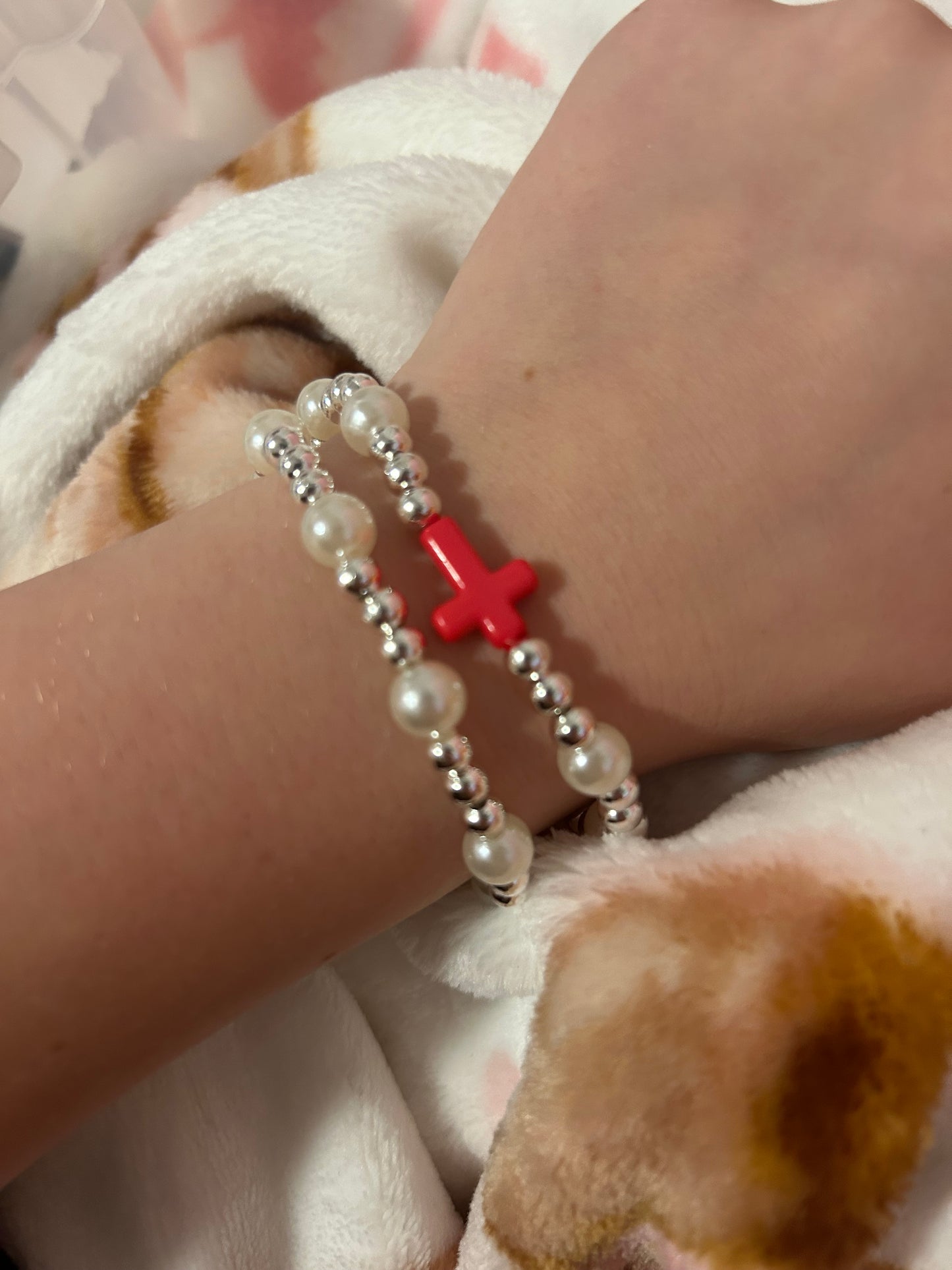 Non tarnish pink cross set