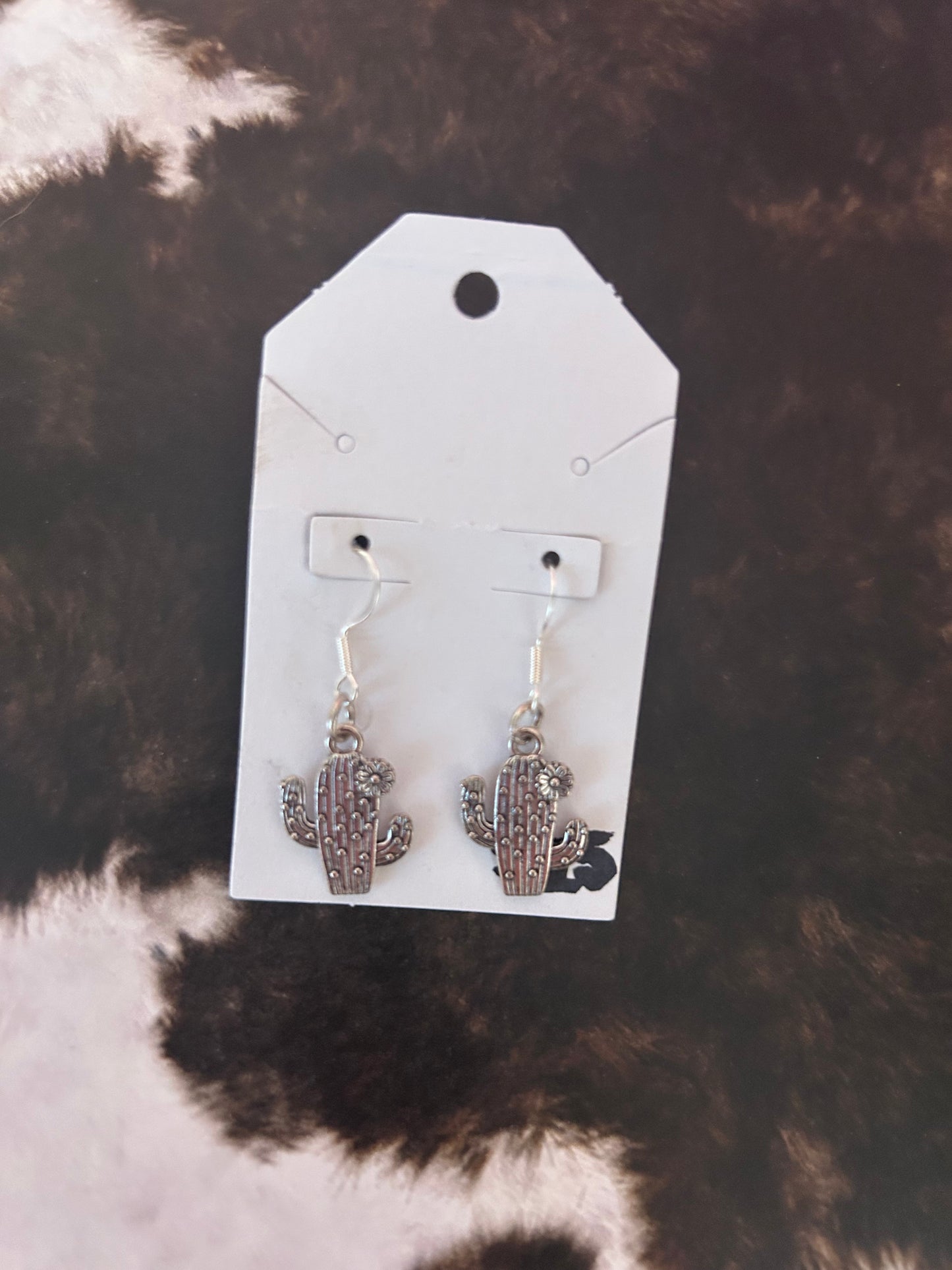 Silver cactus earrings