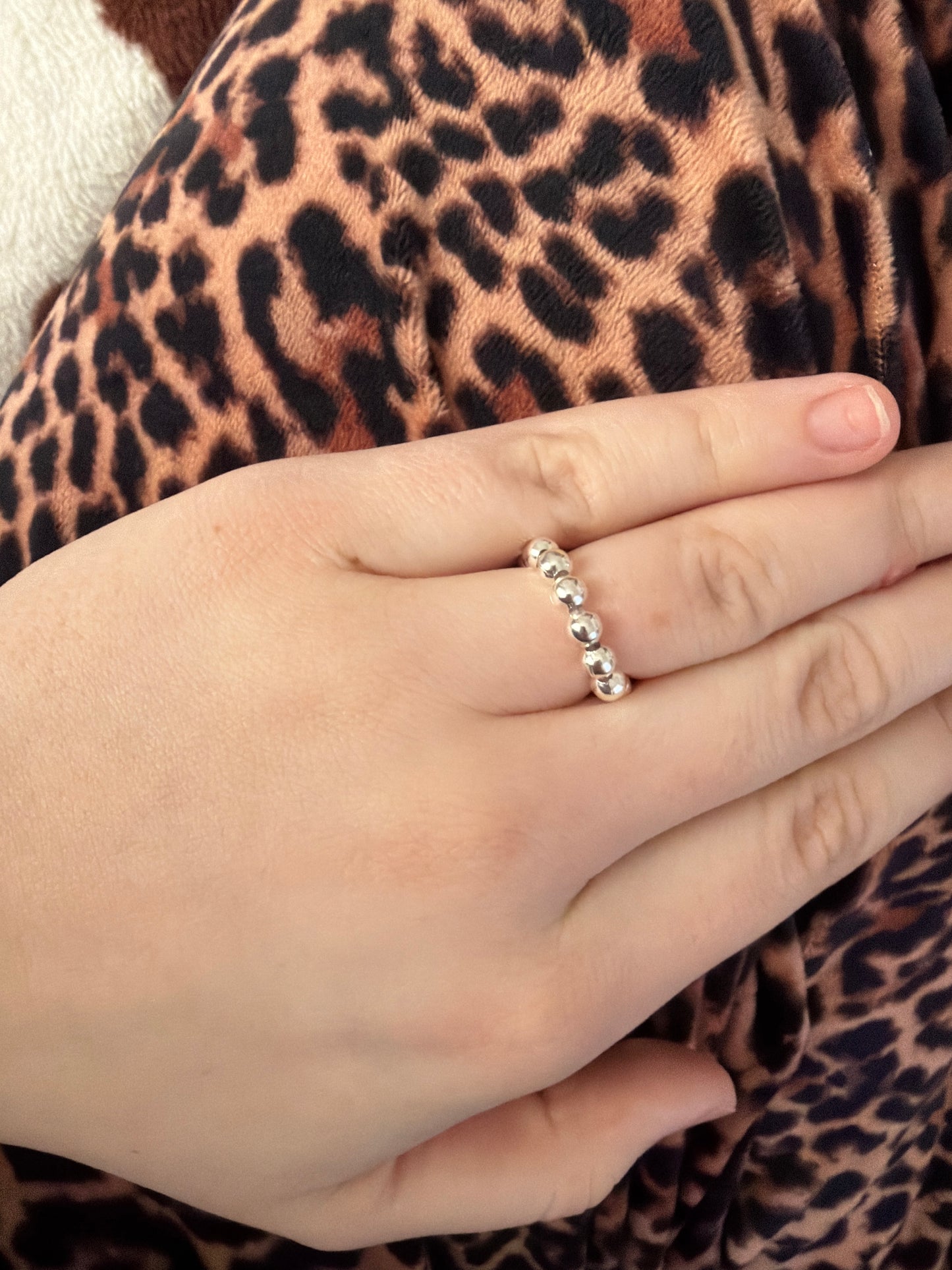 Silver beaded non tarnish ring