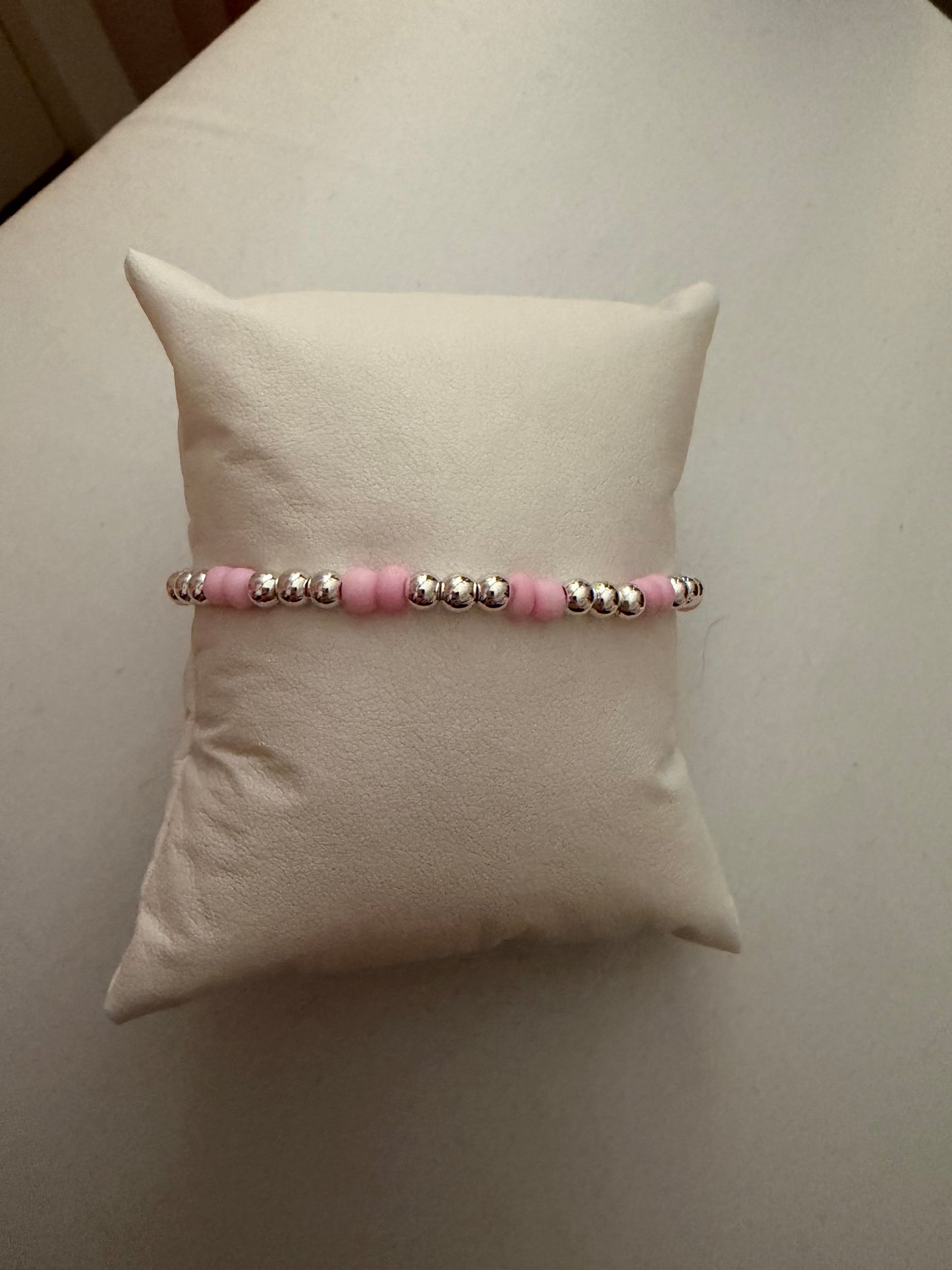 Light pink stacking bracelet silver filled non tarnish bracelet