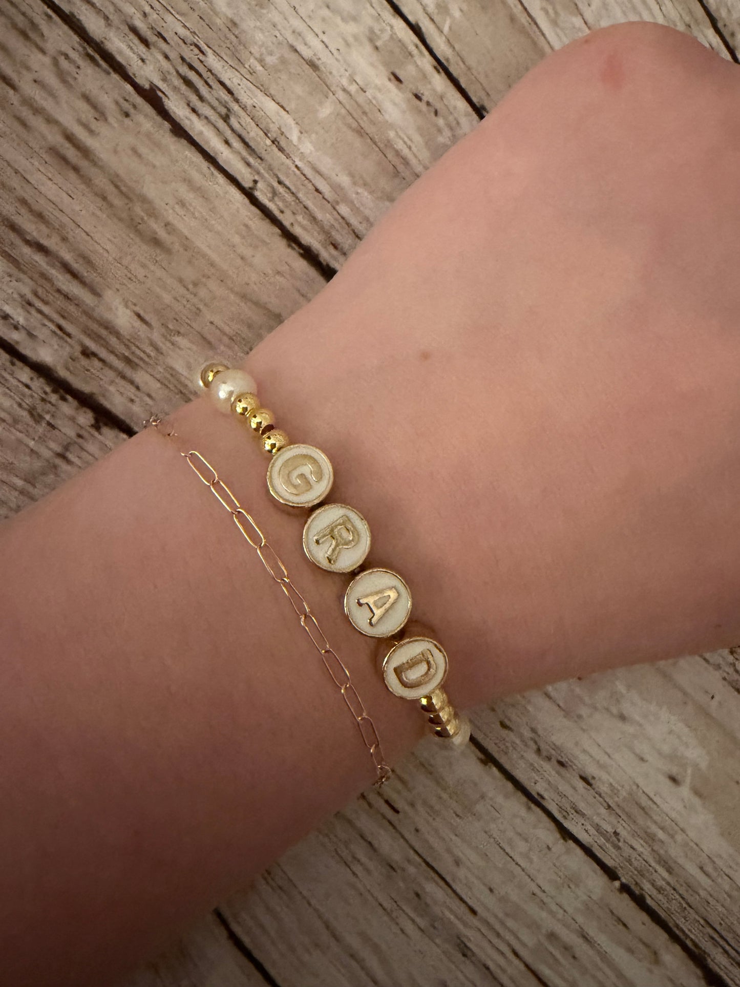 Grad bracelet non tarnish beaded bracelet