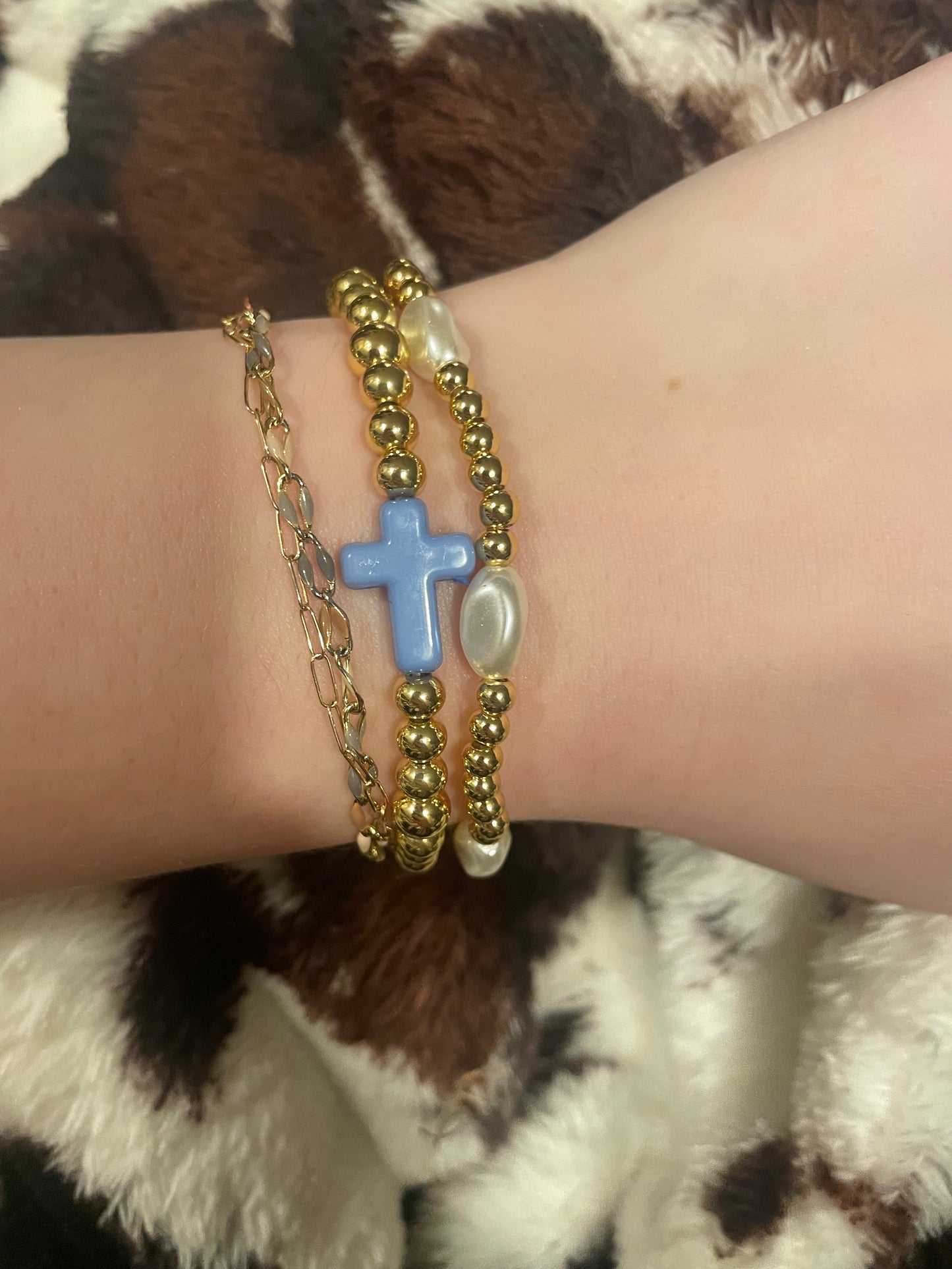 Pearly blue stack non tarnish