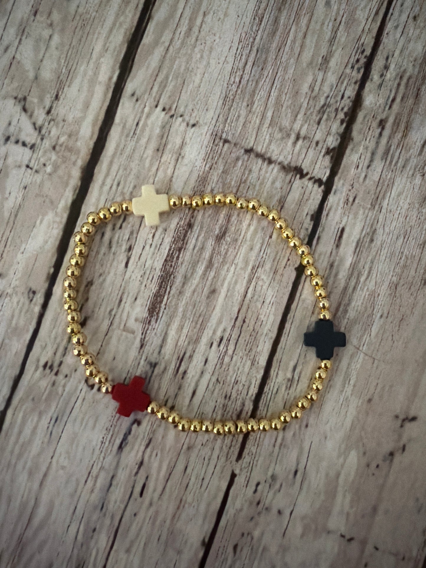 Red white and blue gold non tarnish bracelet