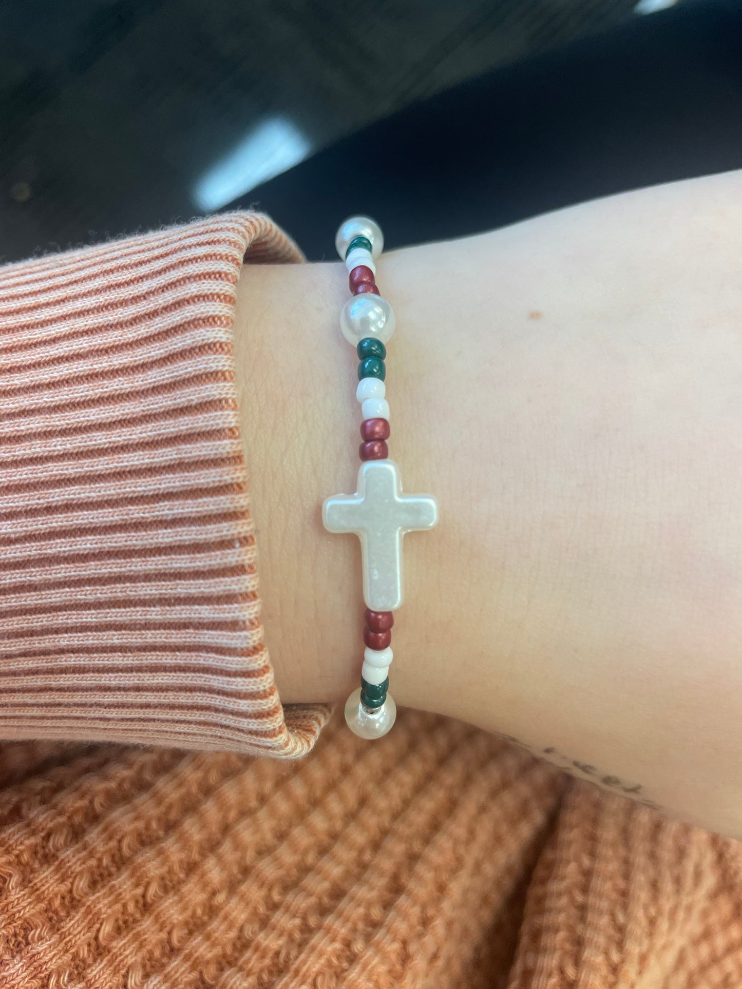 Christmas cross bracelet