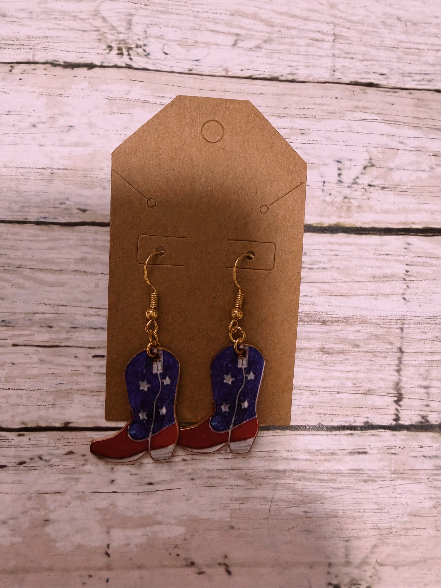 Red white and stars boot earrings
