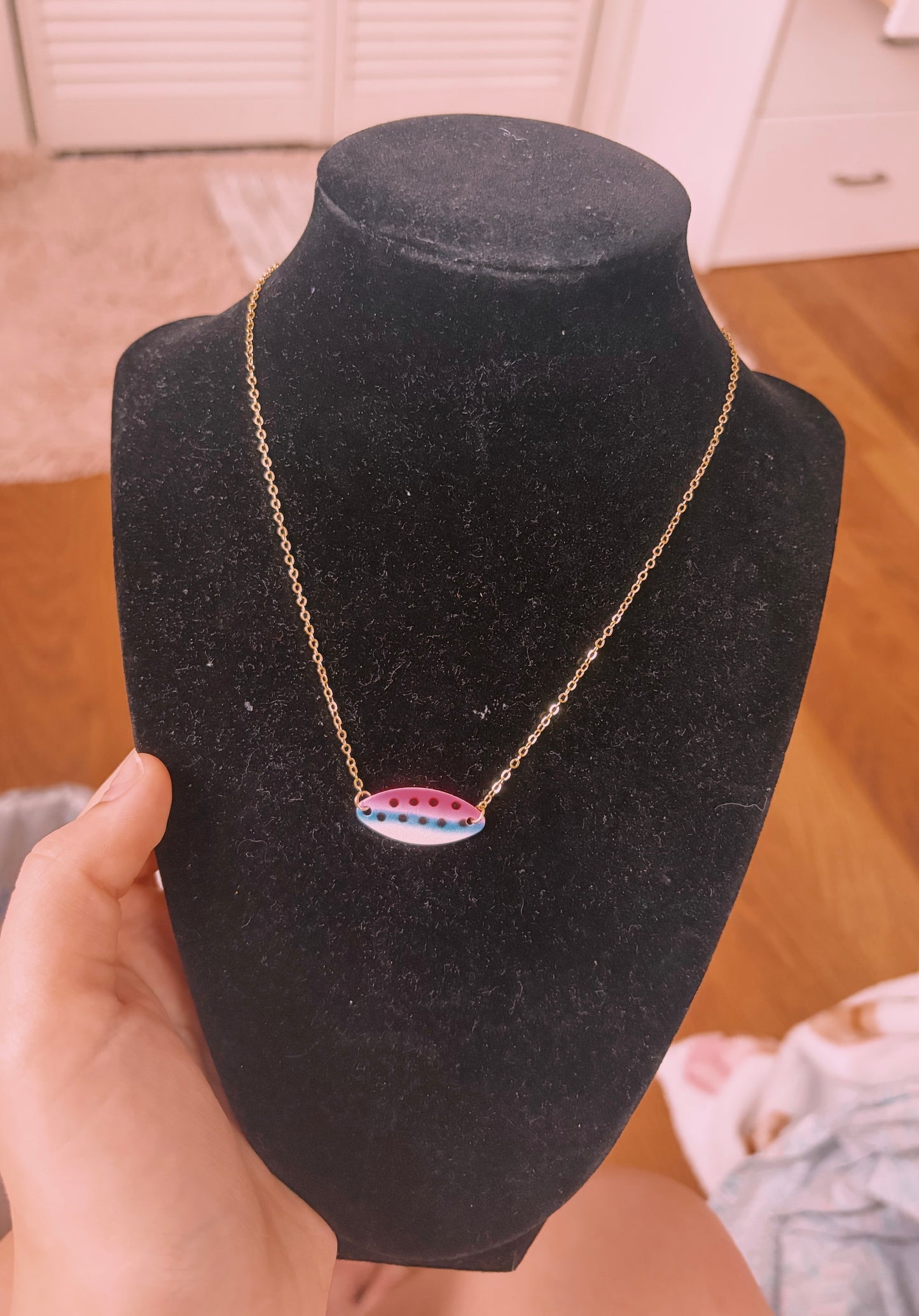 Cotton candy kastmaster lure gold filled non tarnish necklace