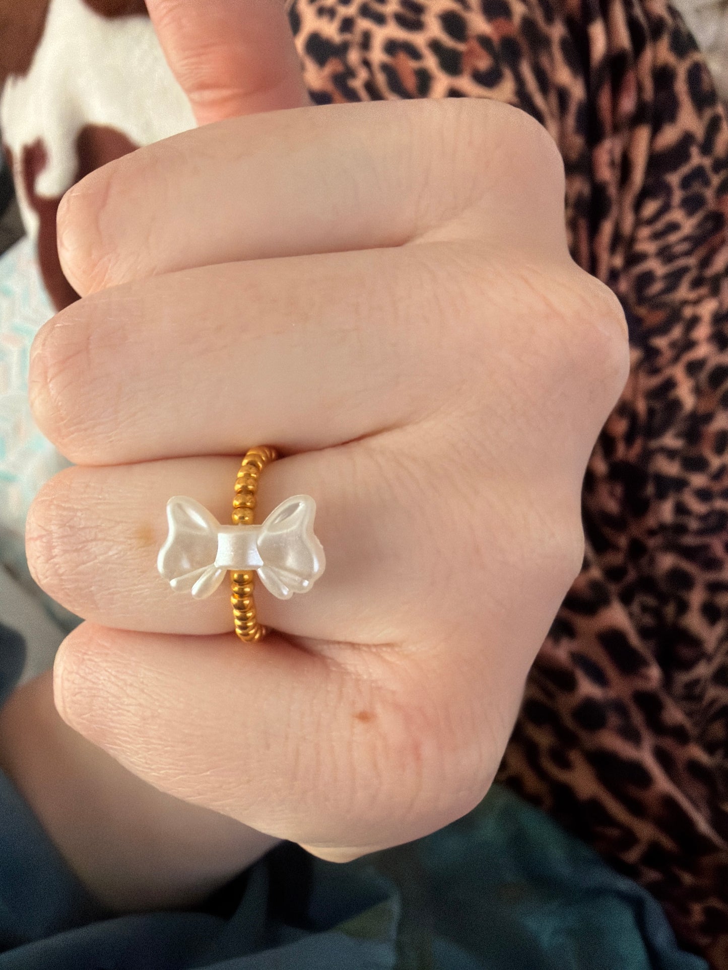 Non tarnish mini bow ring