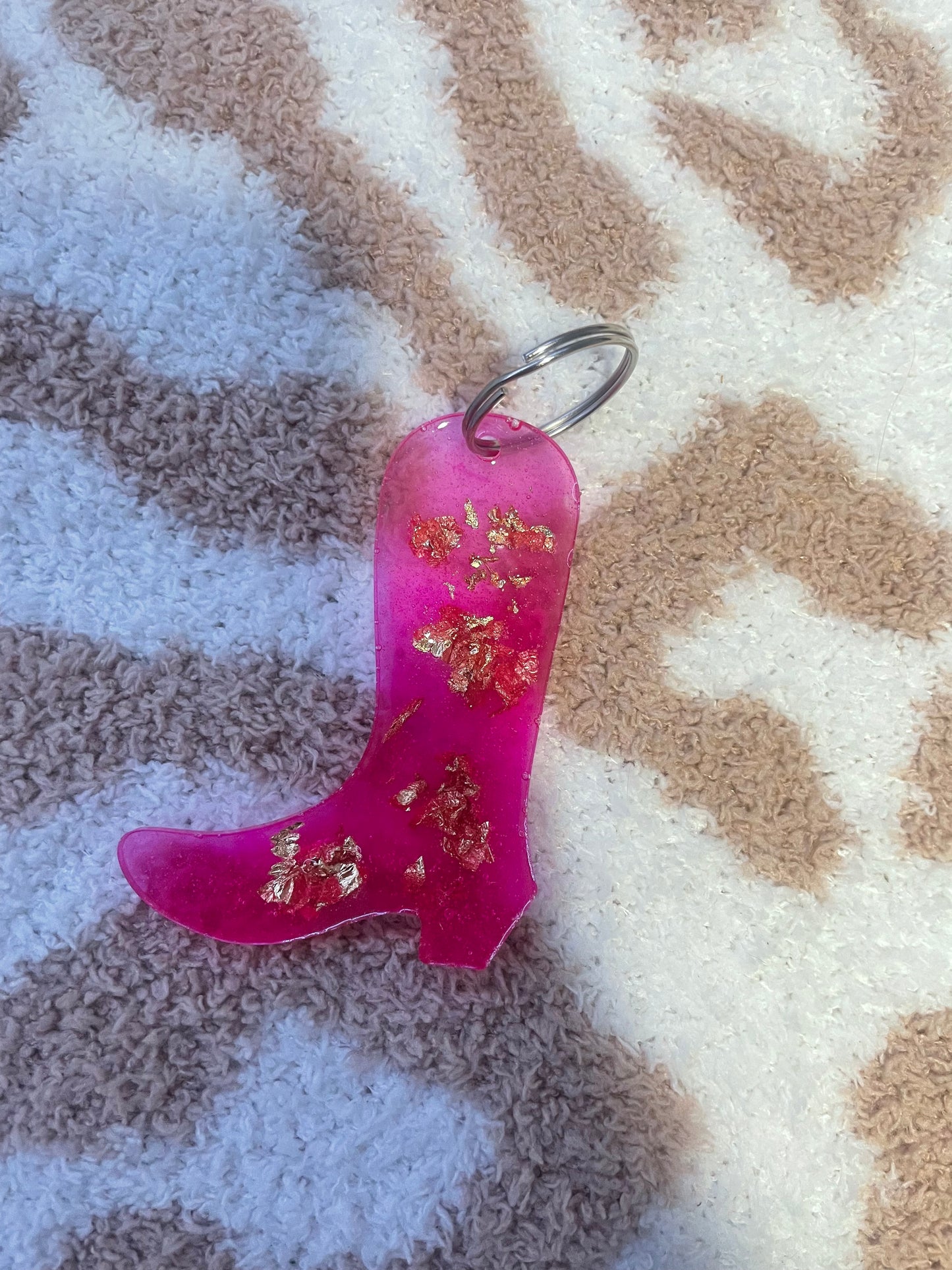 Pink boot keychain