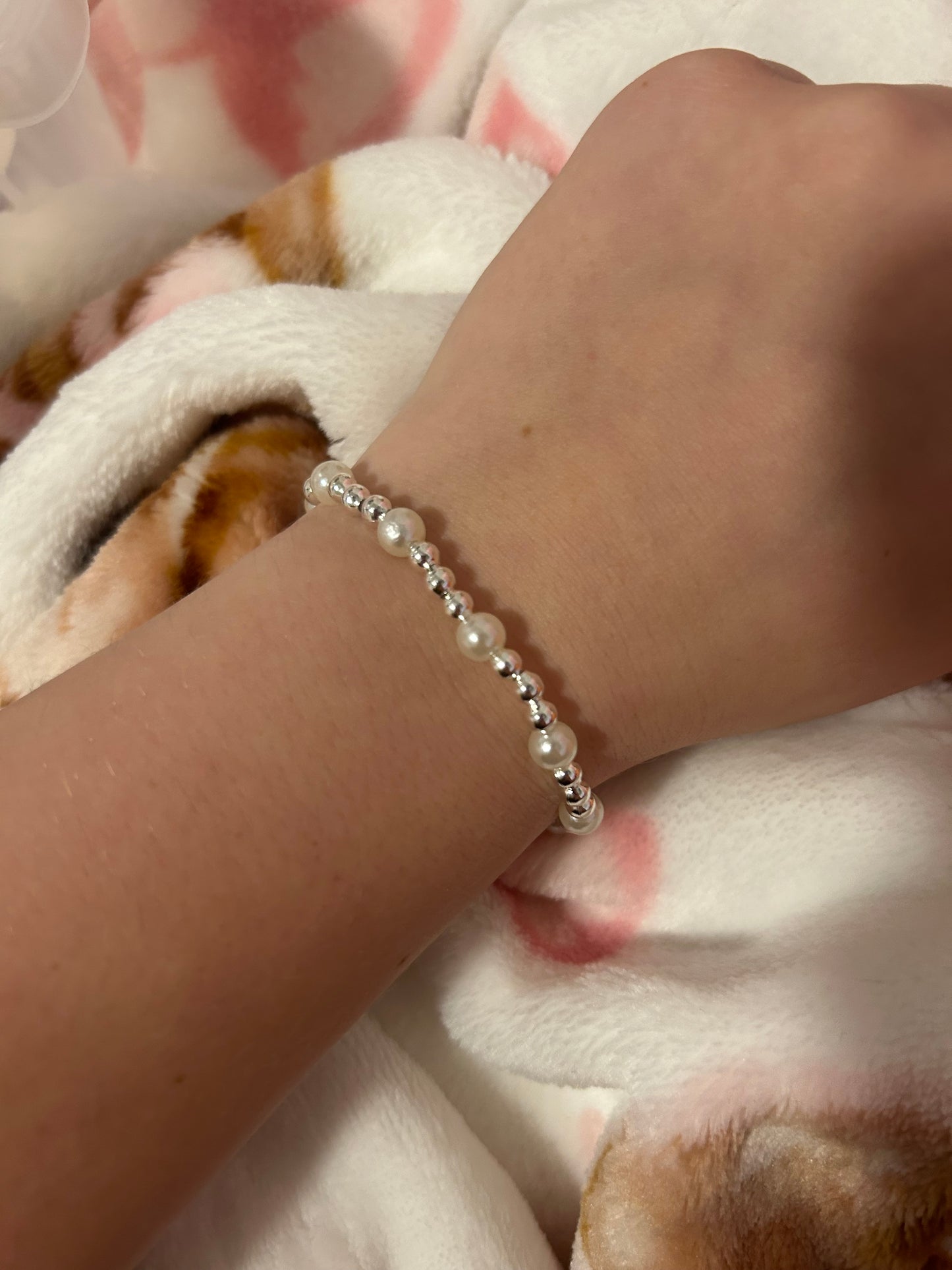 Silver and pearl non tarnish bracelet