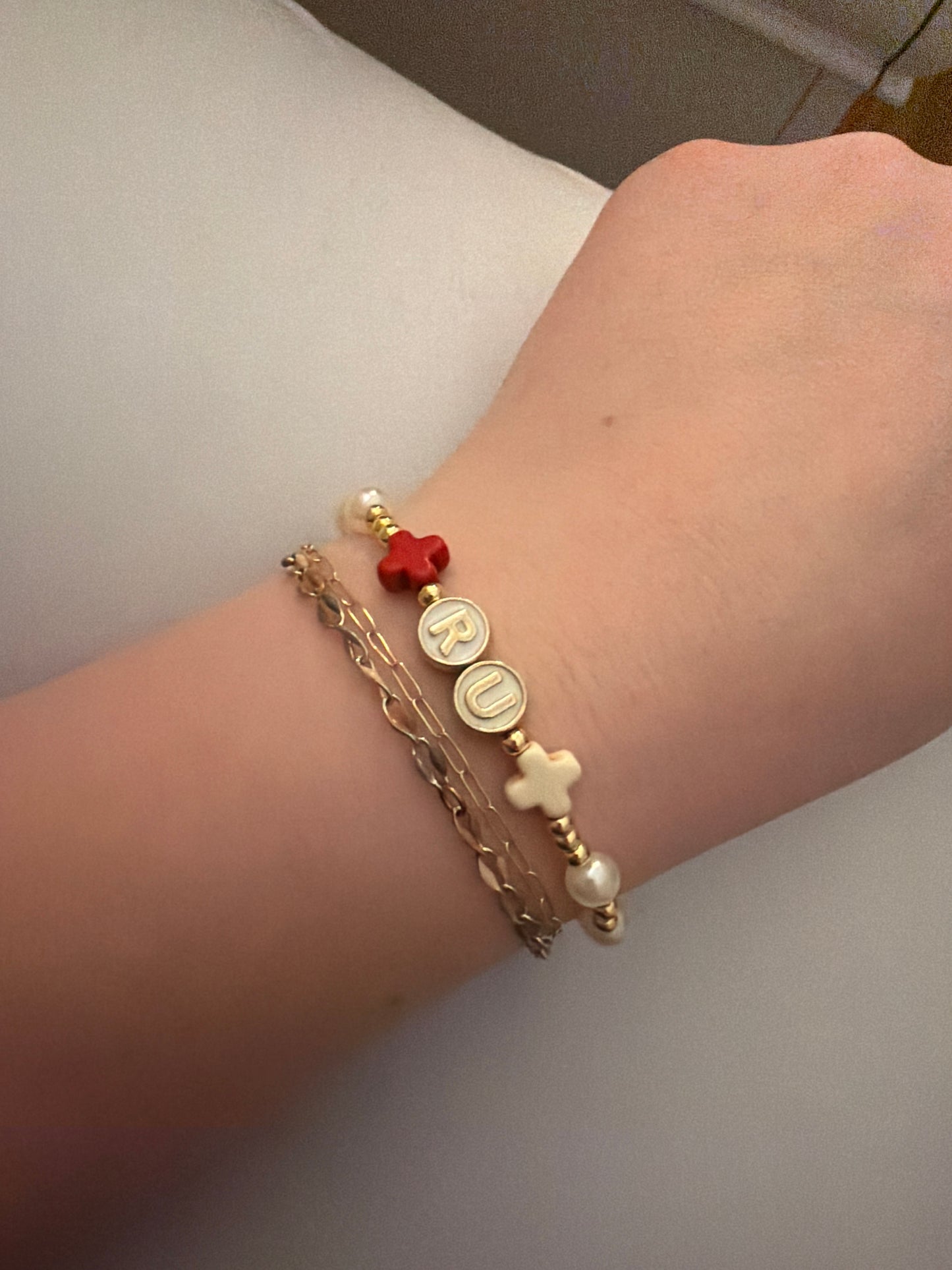 Radford University bracelet non tarnish golden pearl