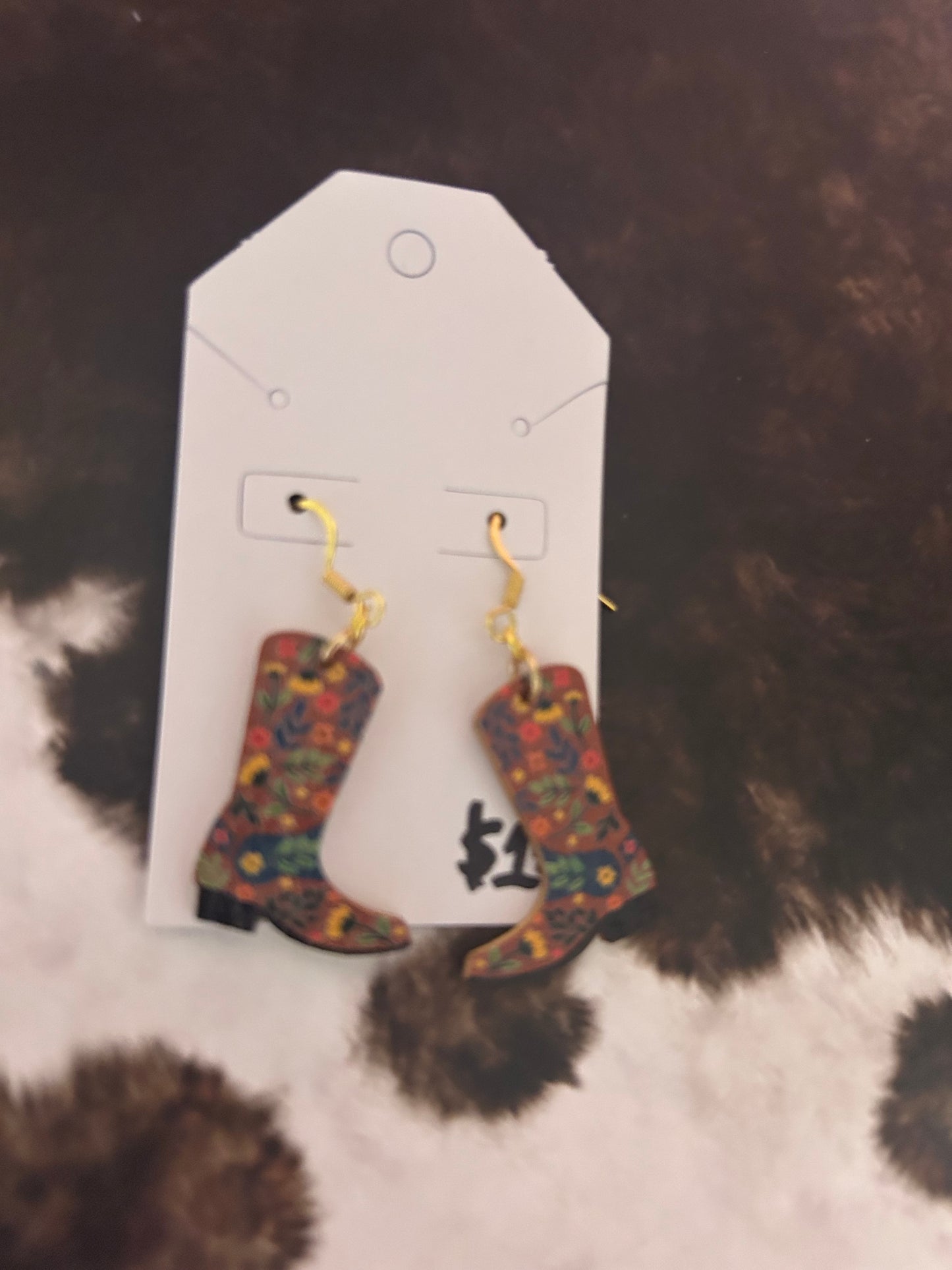Floral boot earrings