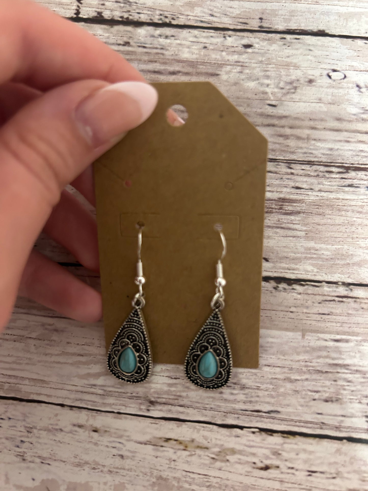 Turquoise sterling silver teardrop earrings