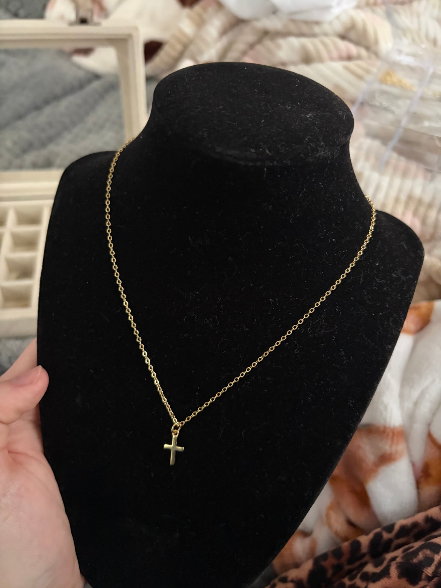 Gold non tarnish cross necklace
