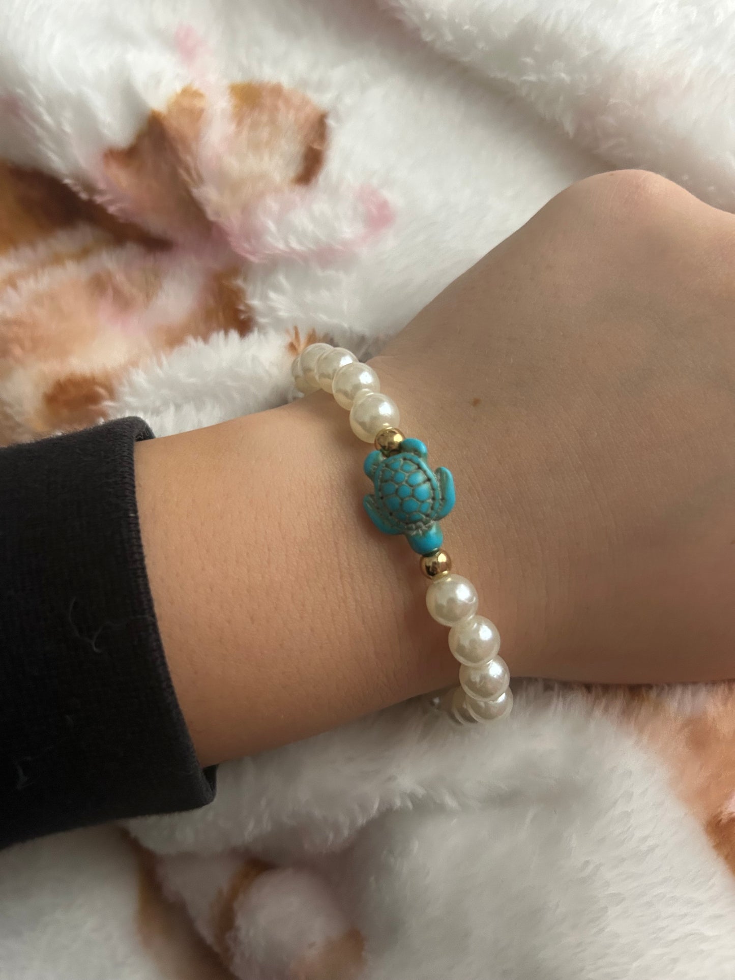 Turtle pearl bracelet non tarnish beachwear