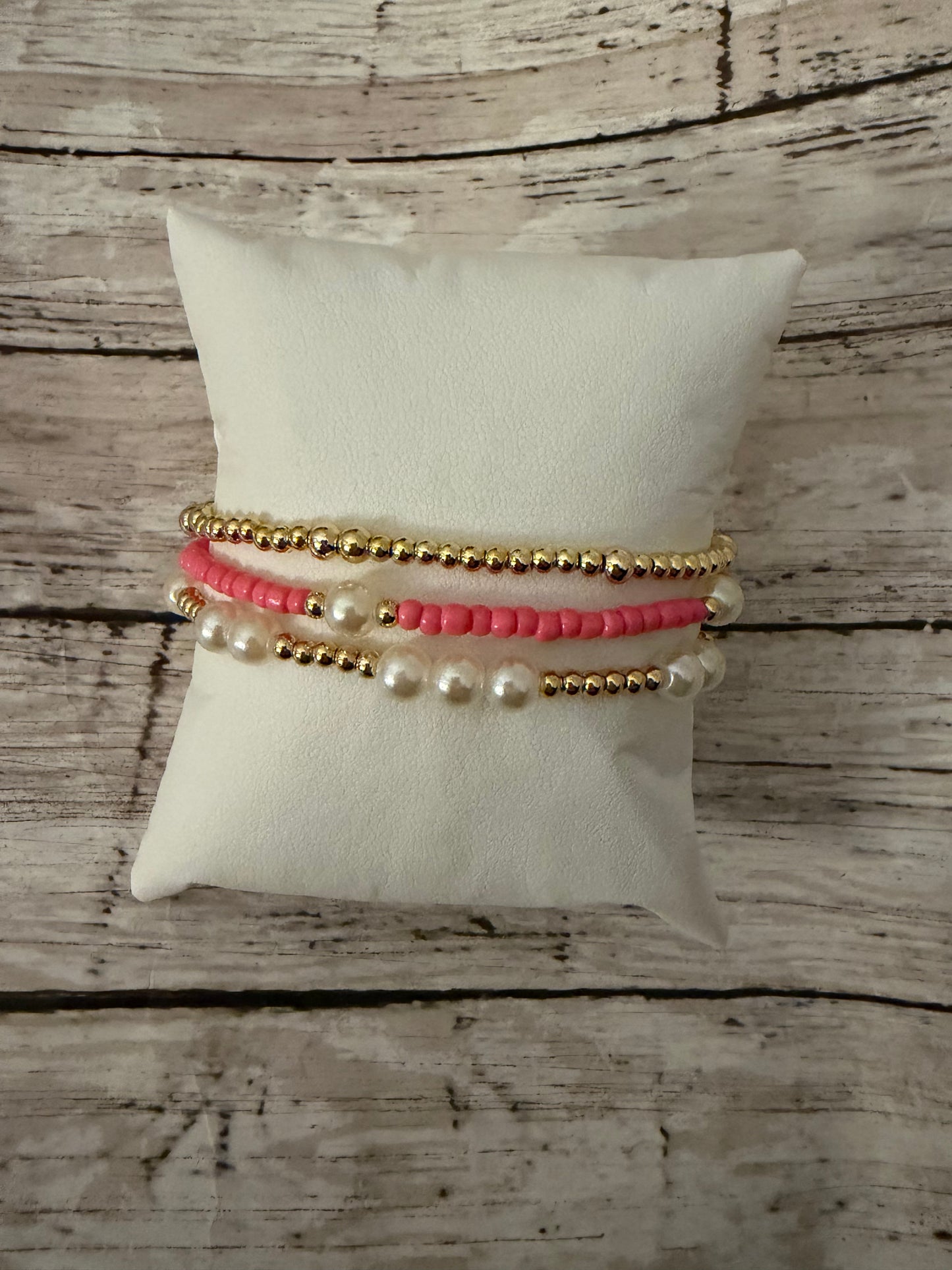 Golden pink pearl triple stack (3)