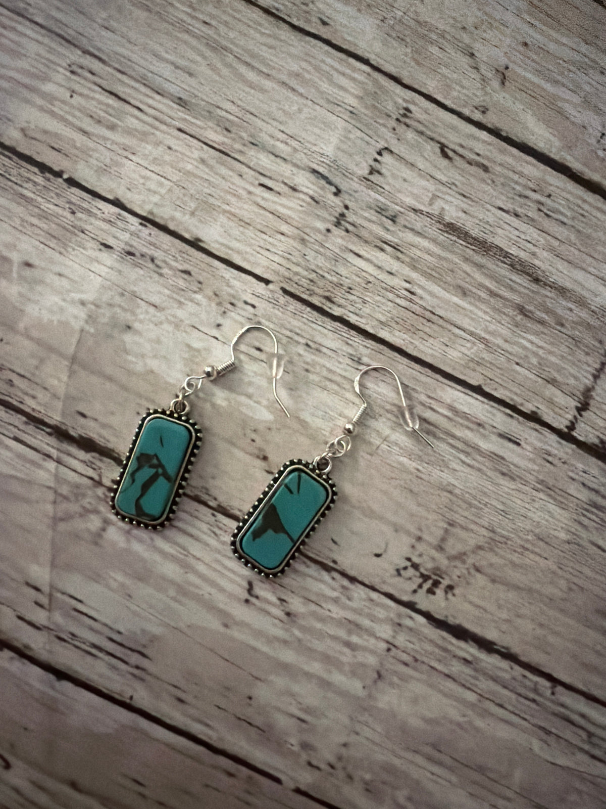 925 Sterling silver turquoise bar earrings