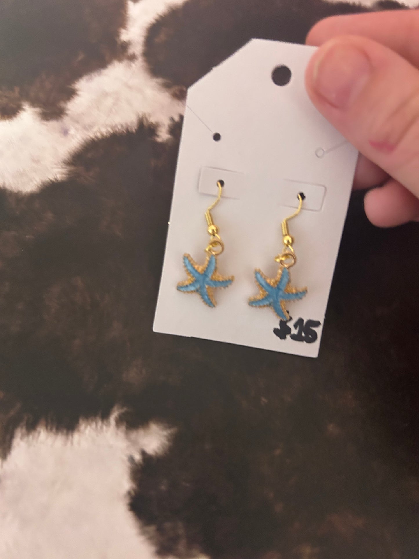 Blue starfish earrings