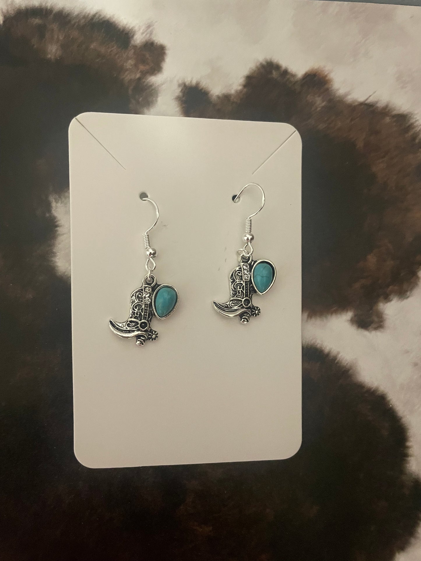 Sterling silver turquoise boot earring