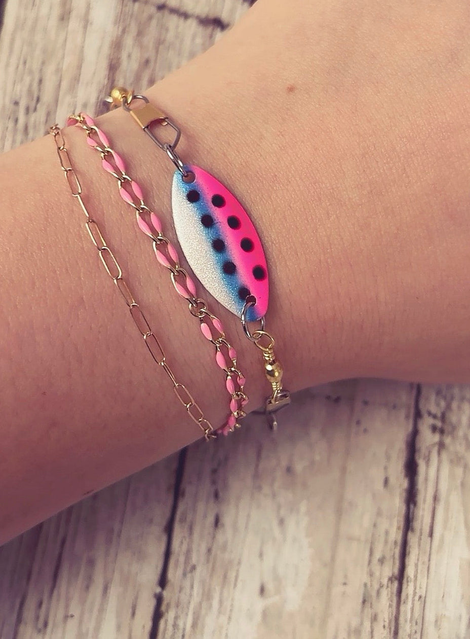 Kastmaster swivel cotton candy lure bracelet adjustable