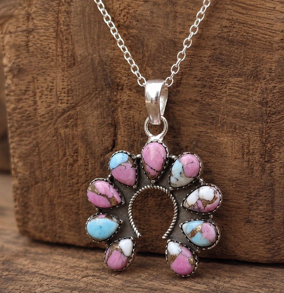 Kingsman turquoise cotton candy bohemian 925 sterling silver necklace