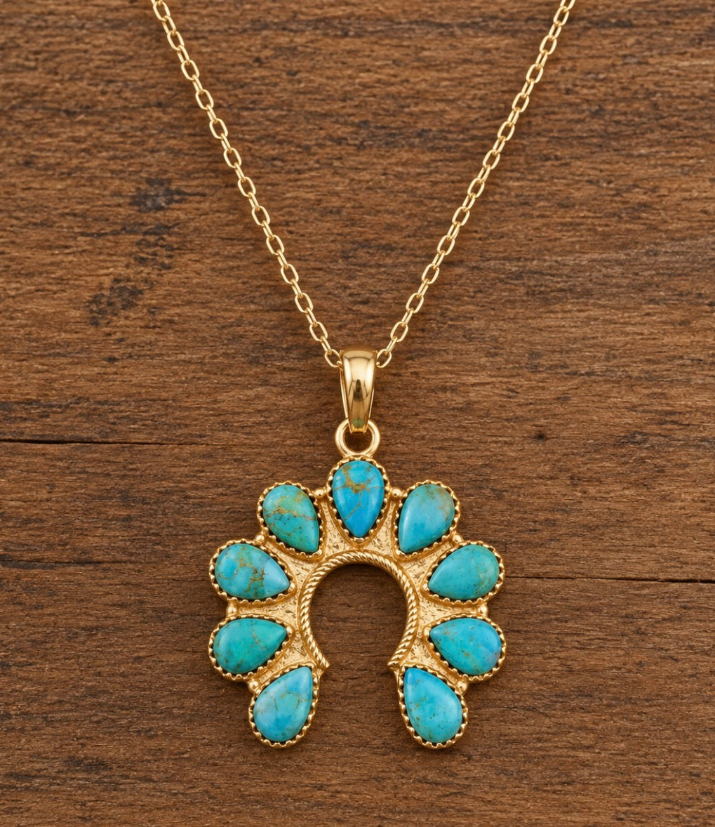 kingsman turquoise gold filled pendant necklace