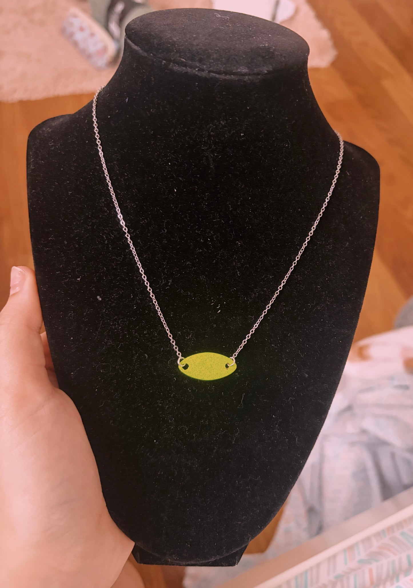 Neon rooster tail lure silver filled non tarnish necklace