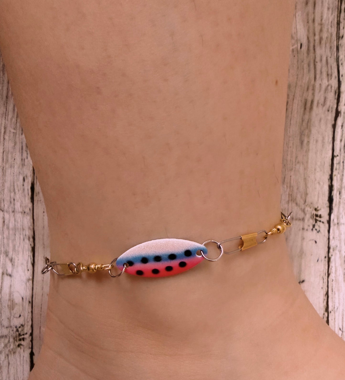 Kastmaster cotton candy swivel adjustable anklet in gold