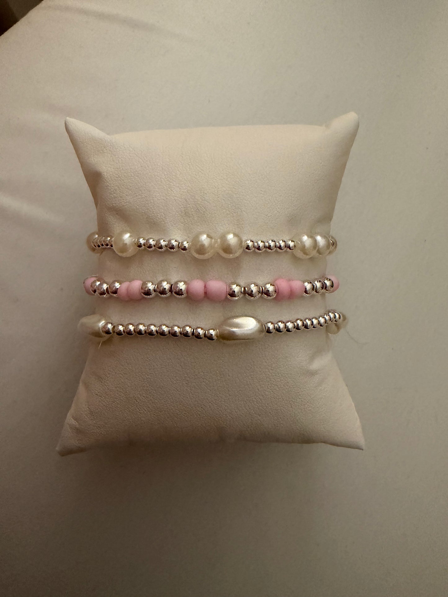 Pearly pink silver filled non tarnish set