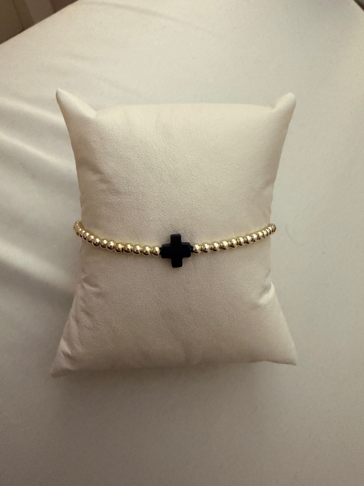 Navy Easter cross non tarnish bracelet gold filled single