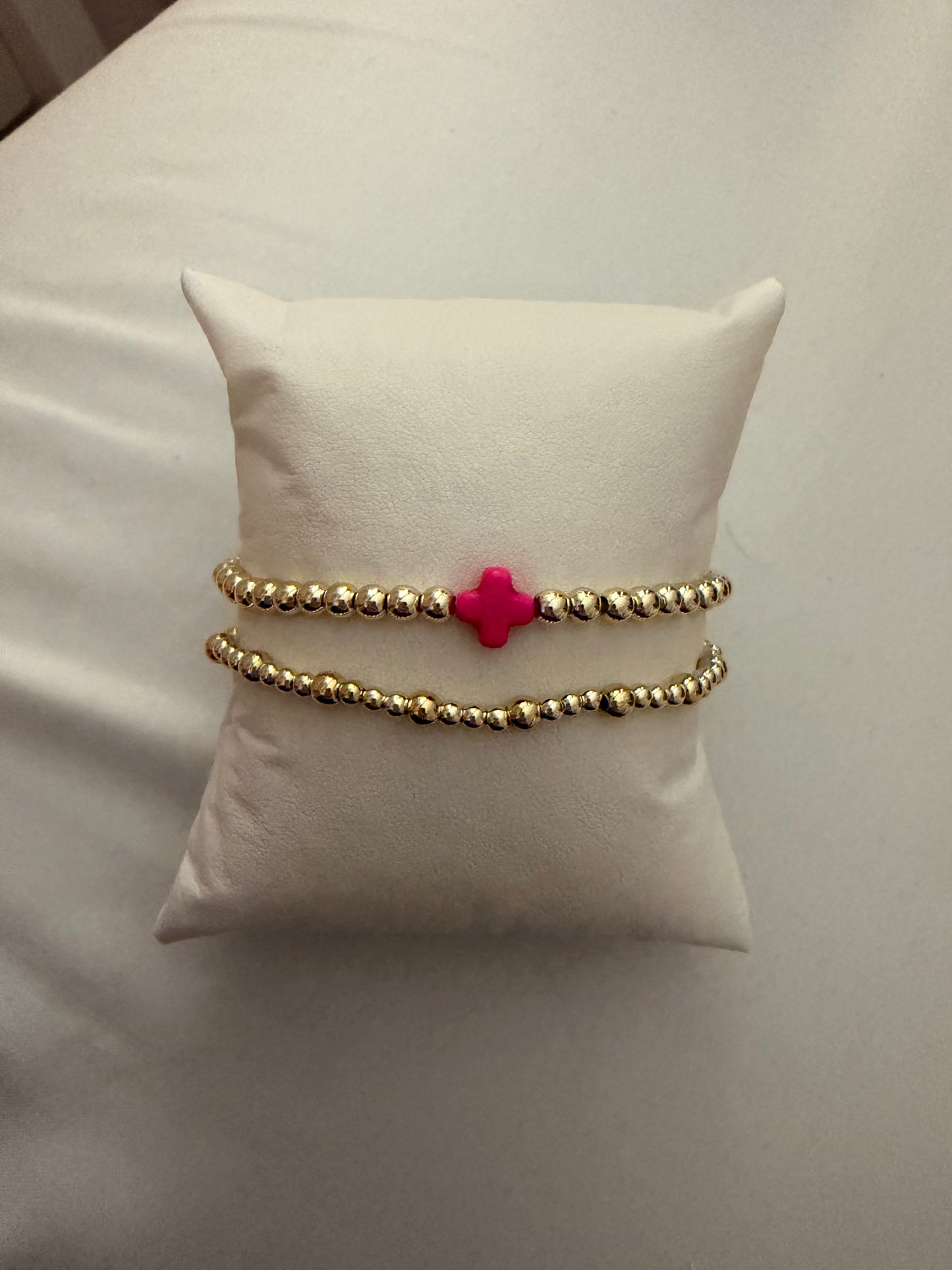 Hot pink Easter cross set non tarnish gold filled single