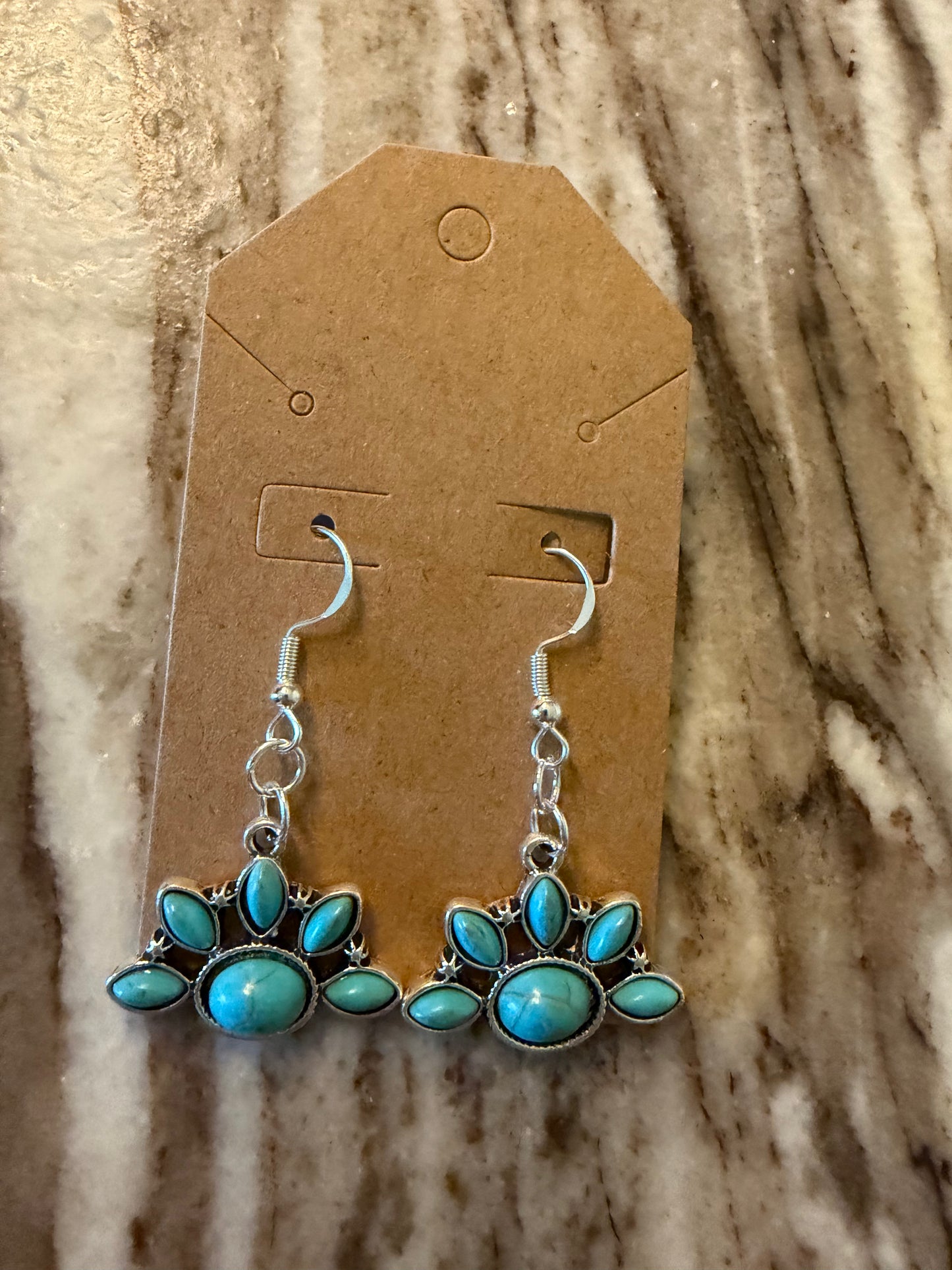 Turquoise sun sterling silver earrings