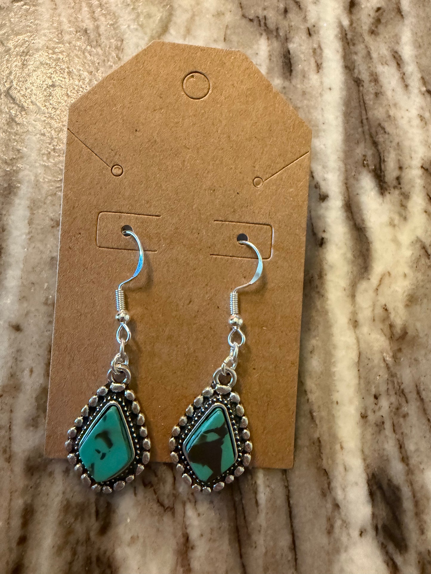 Diamond turquoise earrings sterling silver