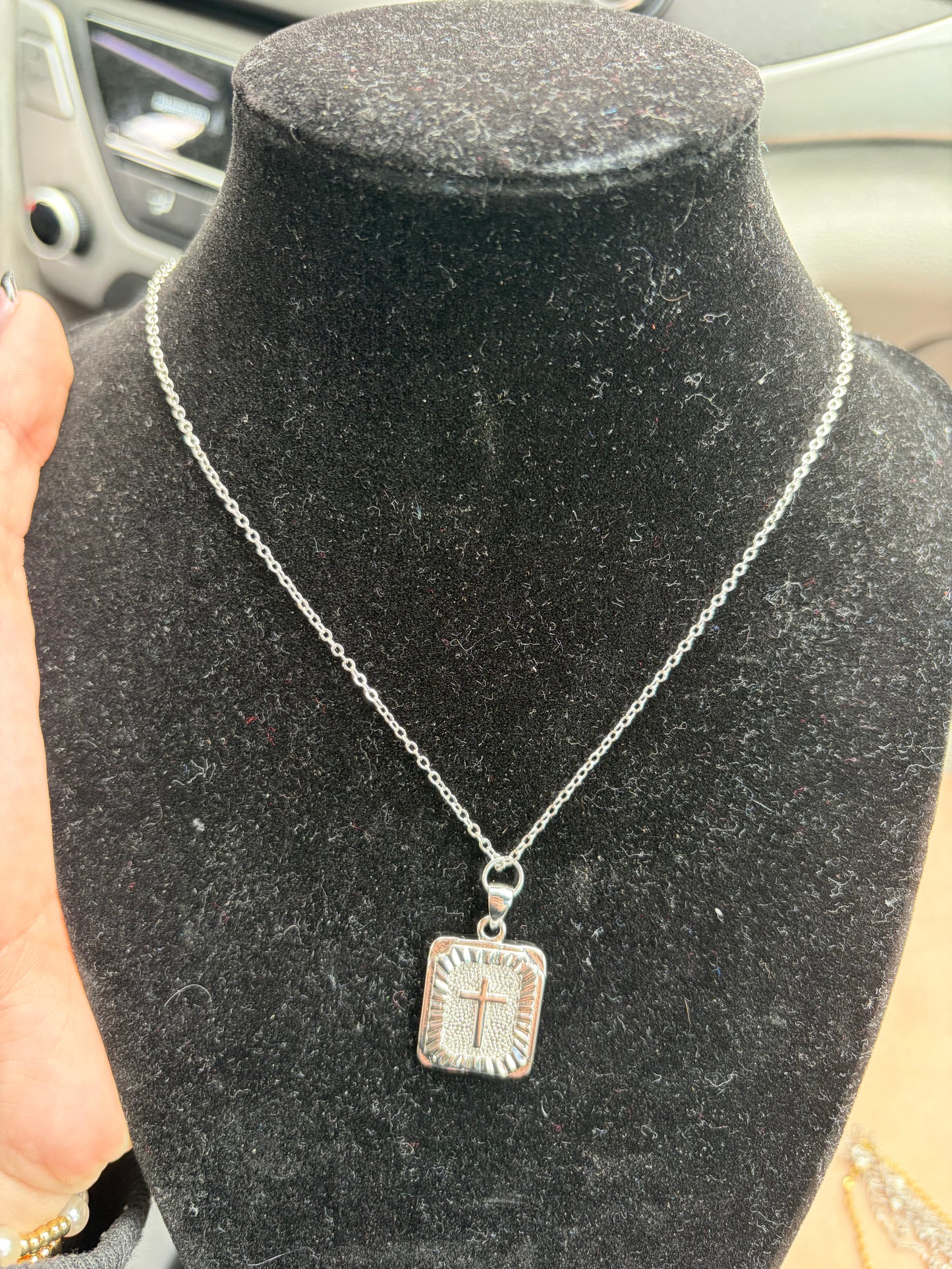 Silver cross non tarnish necklace