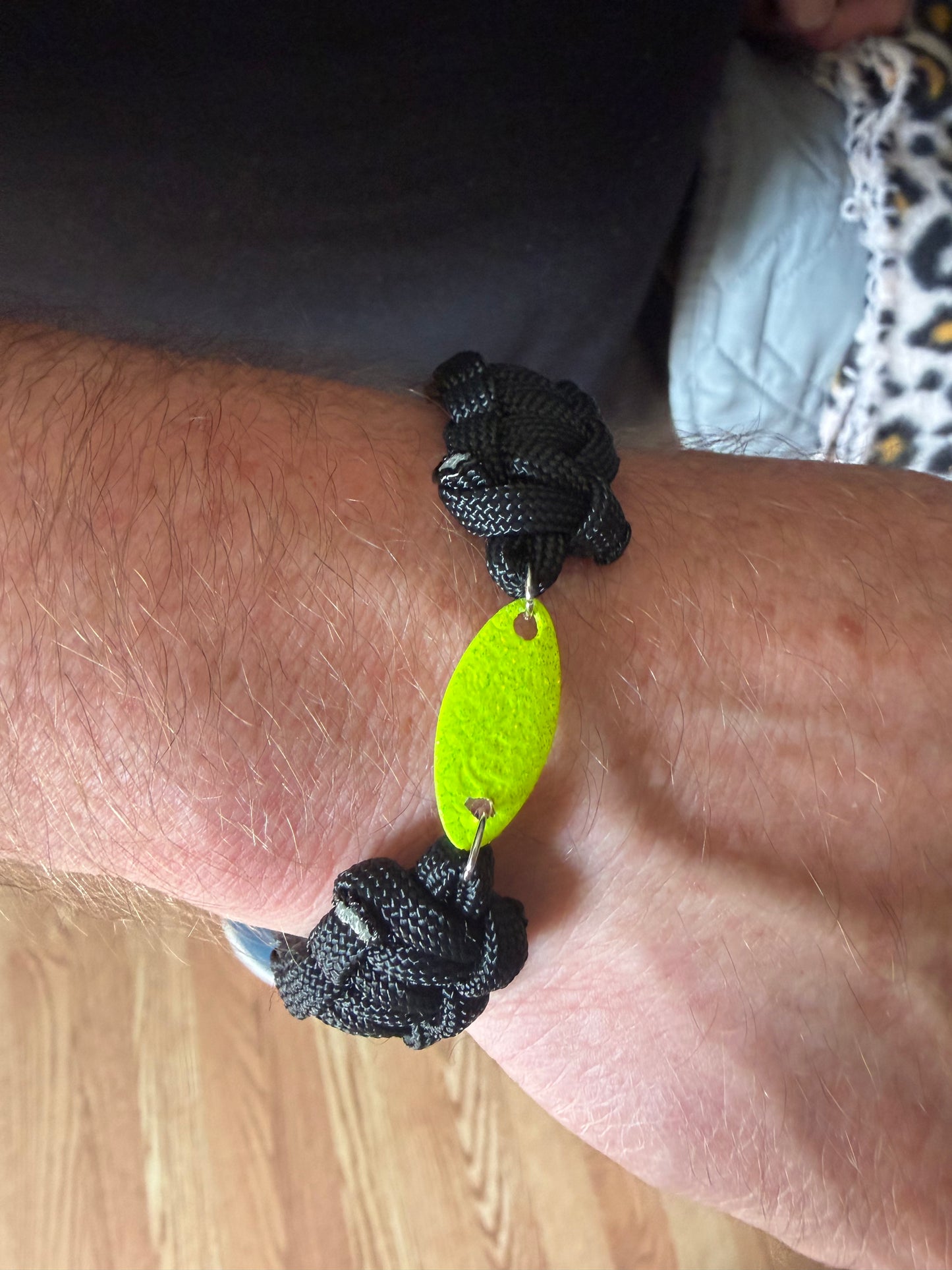 Rooster tails neon and black paracord bracelet