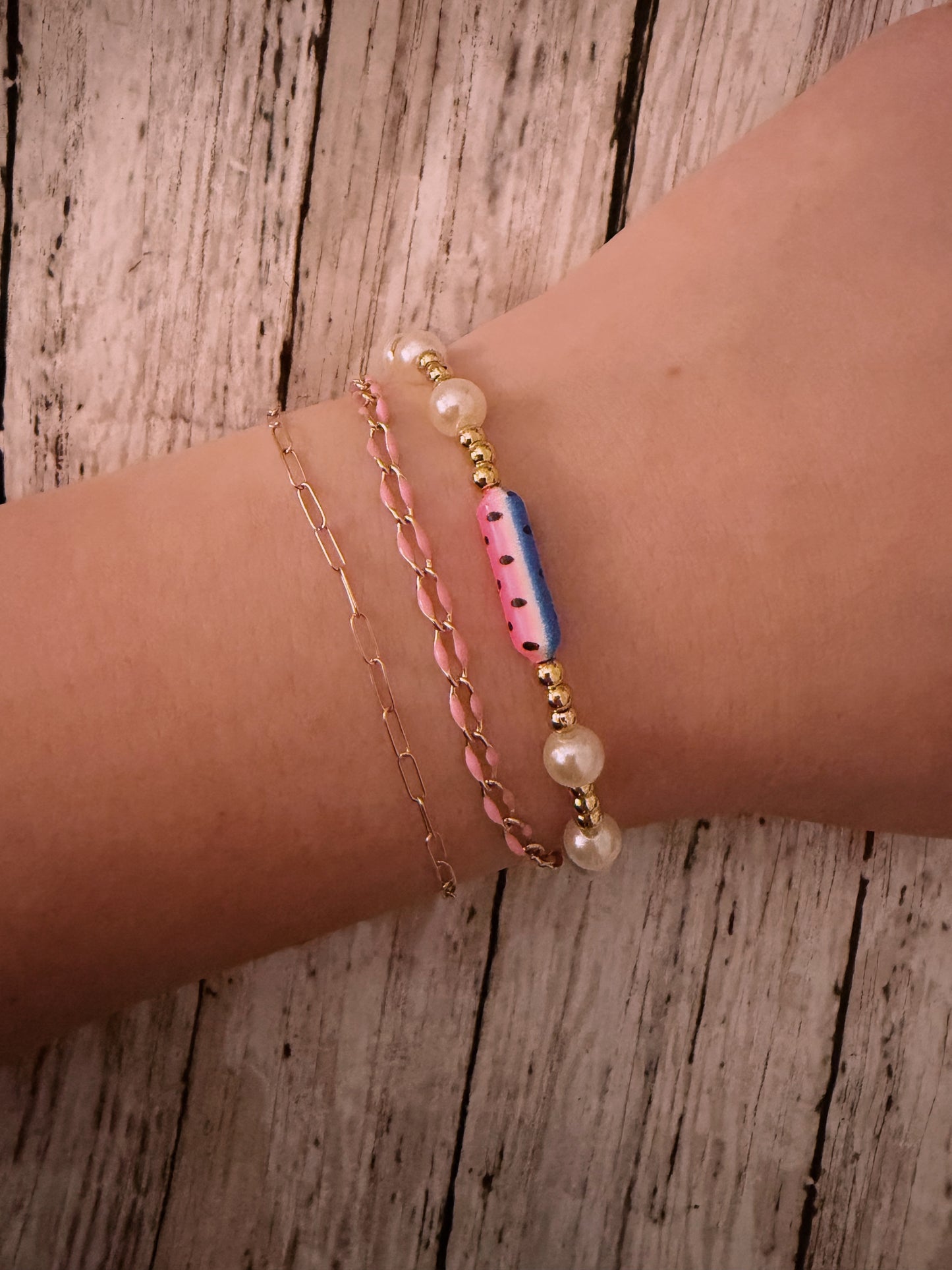 Rooster tail cotton candy lure non tarnish bracelet