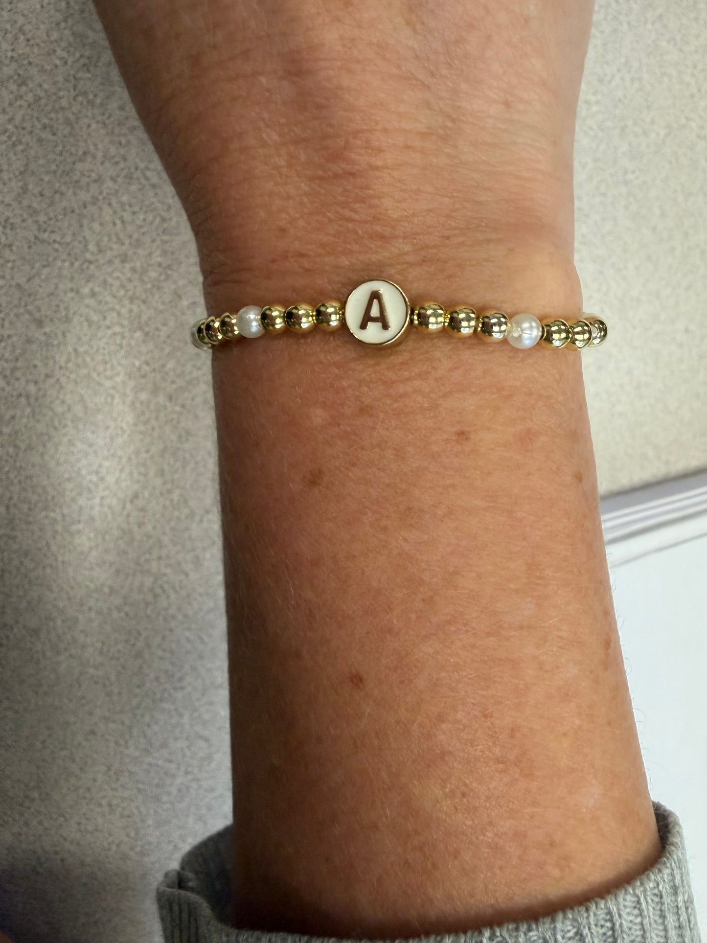 Gold filled white and gold Inital bracelet non tarnish