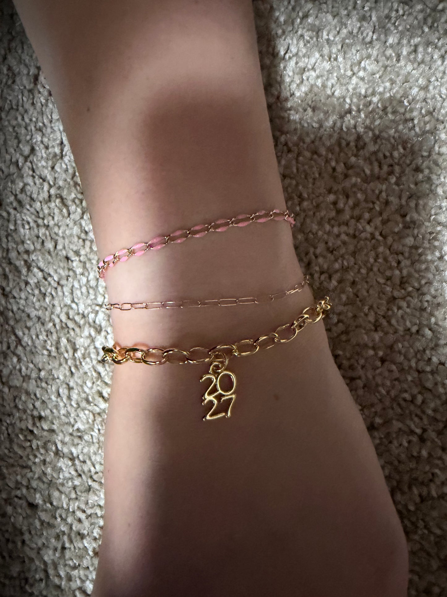 2027 grad bracelet in non tarnish gold filled