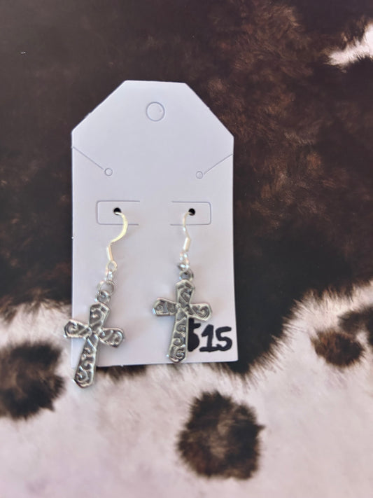 Silver cross earrings
