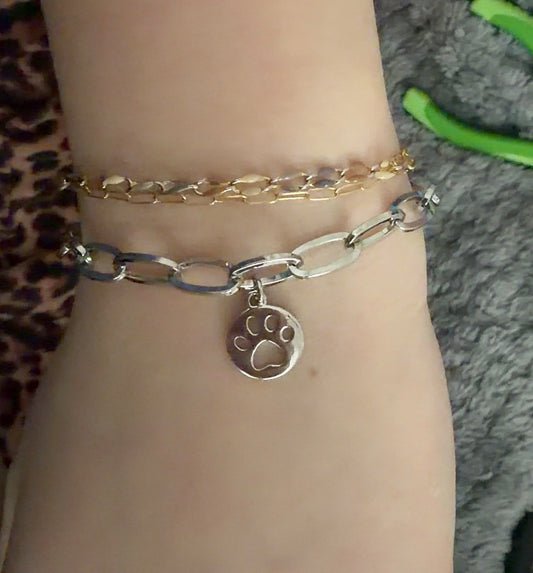Pawprint non tarnish chain bracelet