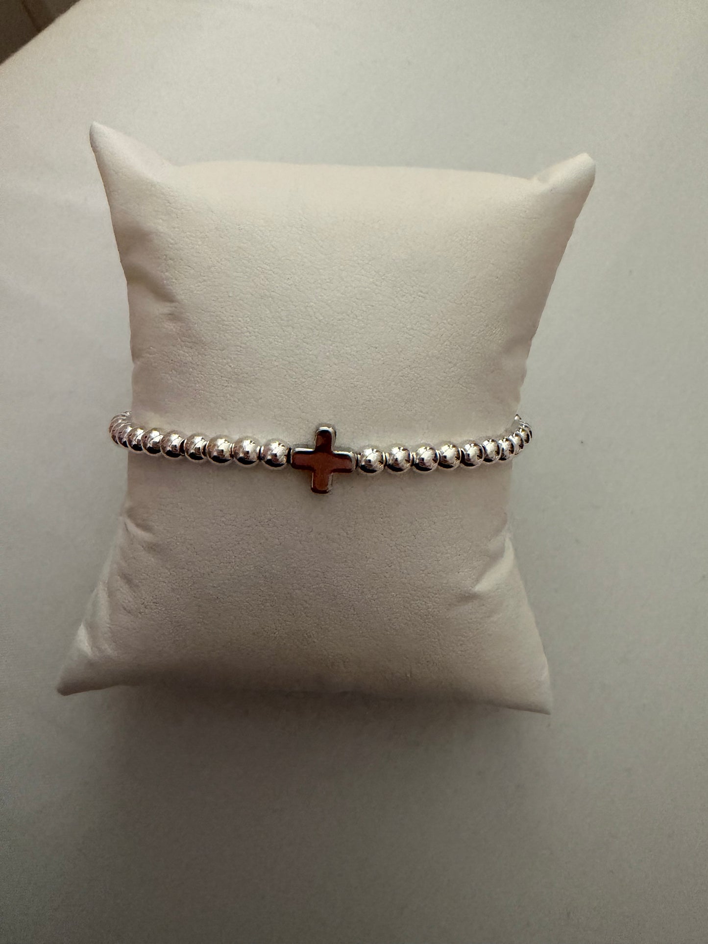 Silver Easter cross silver filled single non tarnish bracelet