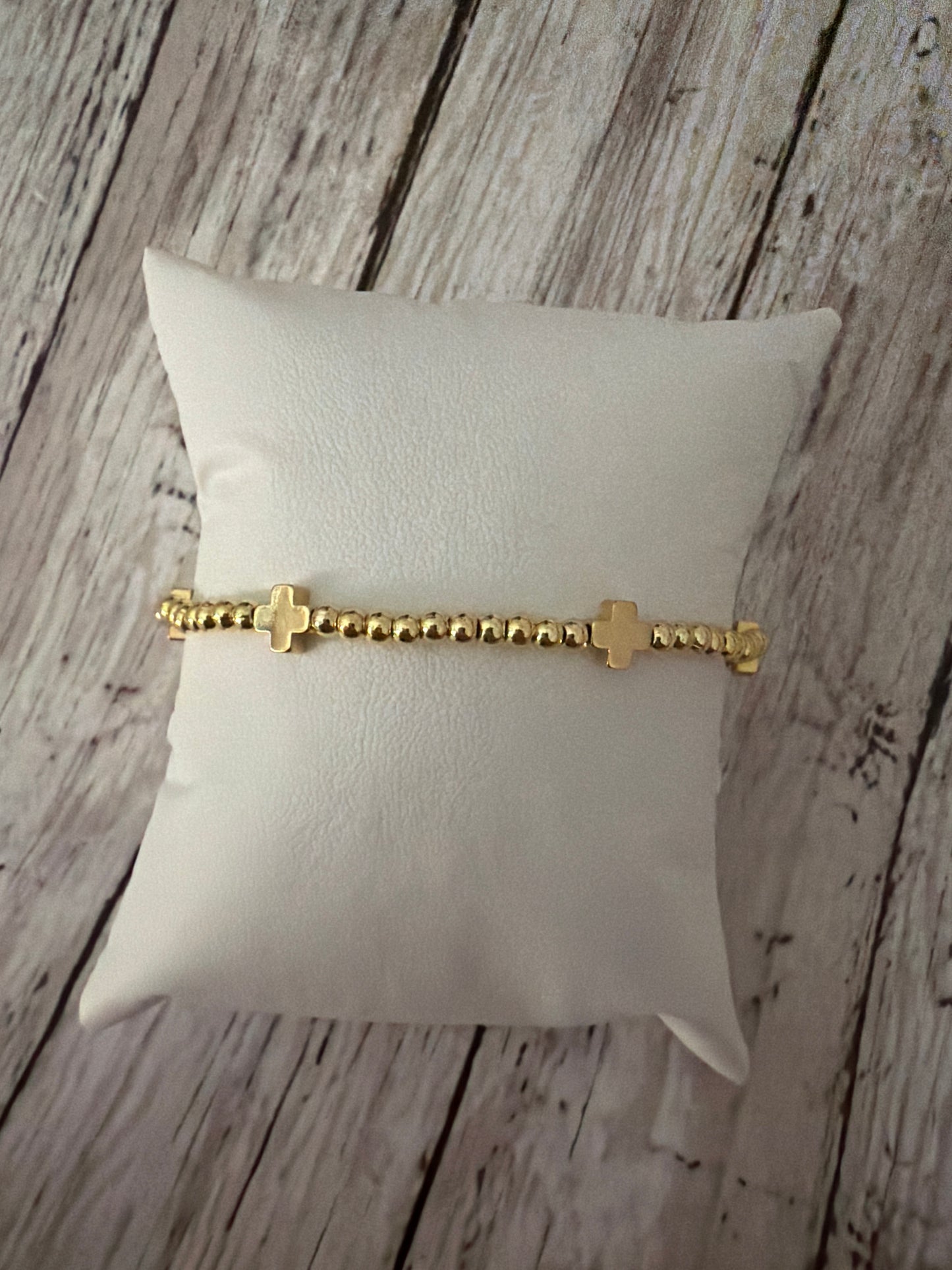 Mini gold Easter cross bracelet non tarnish