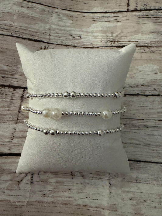 Dainty silver and pearl stack (3)