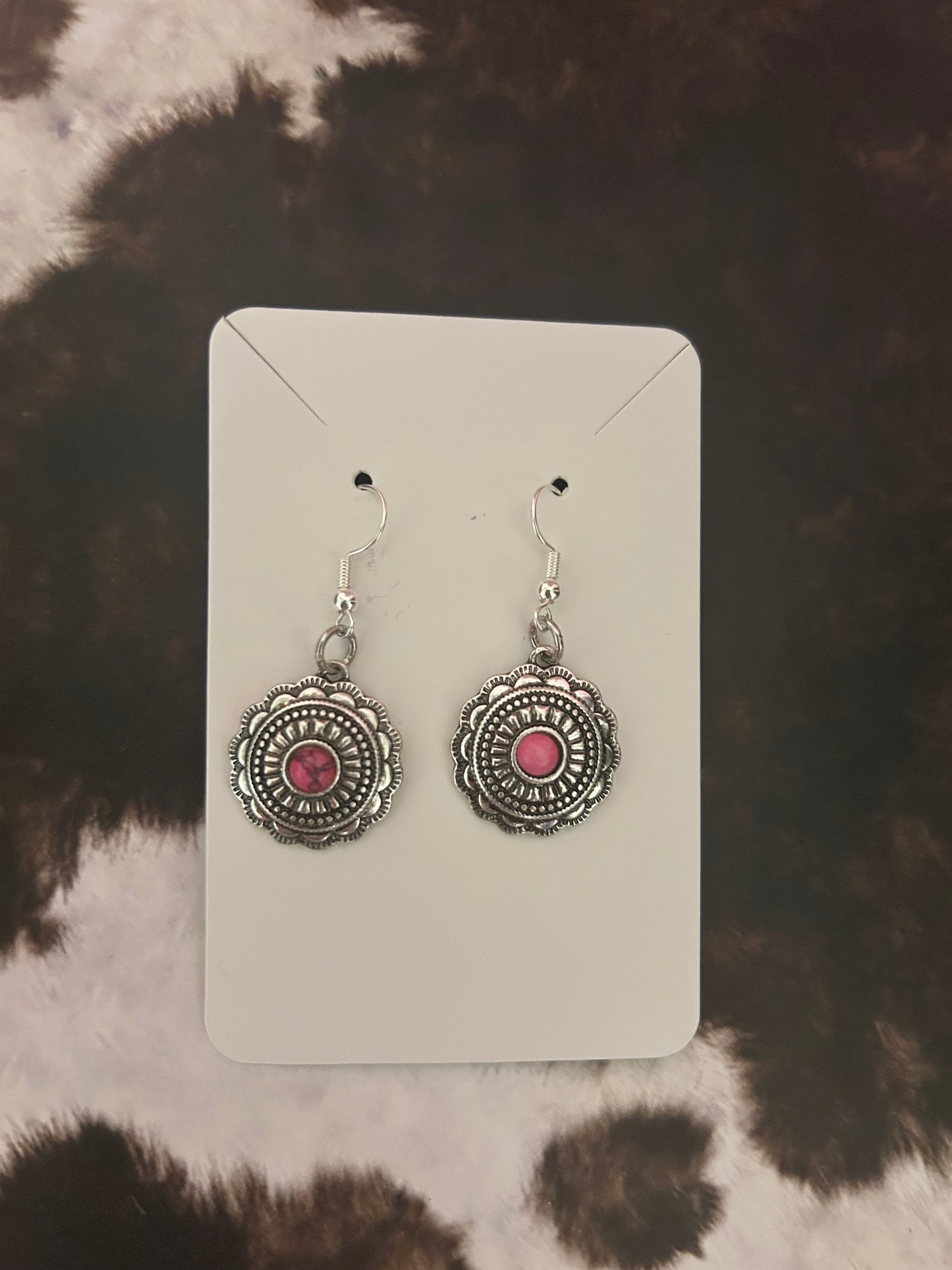 Pink western stone earrings