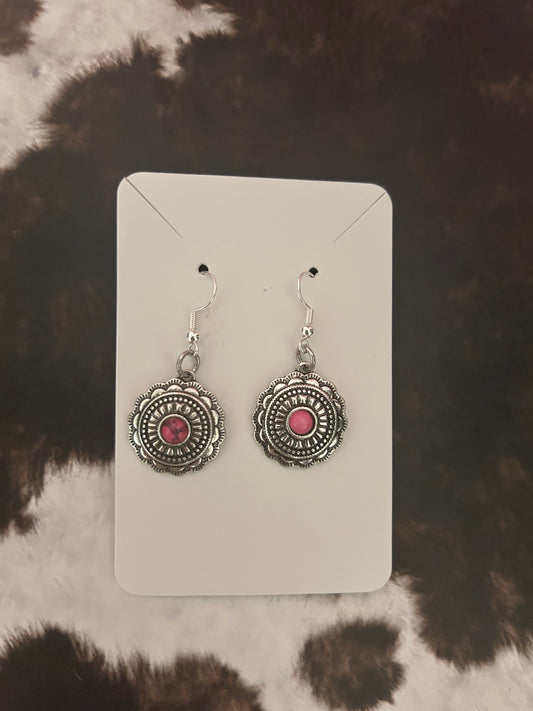 Pink western stone earrings