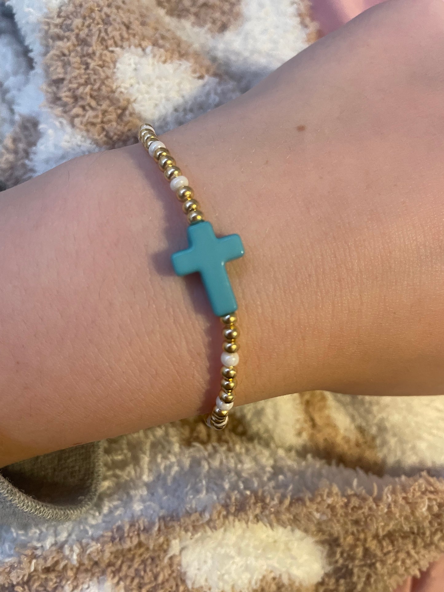 Blue cross bracelet non tarnish