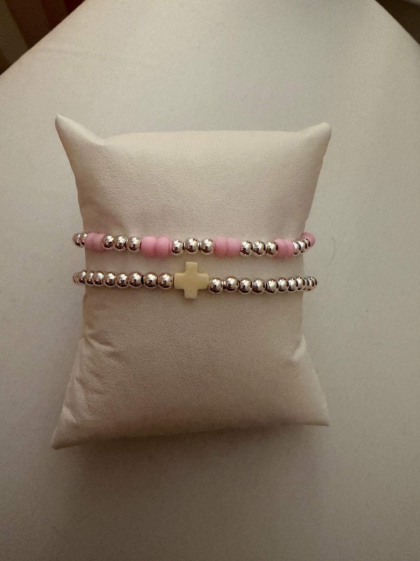 Pink and white silver filled non tarnish set