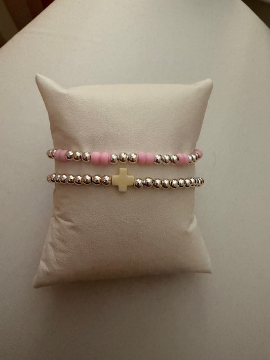 Pink and white silver filled non tarnish set