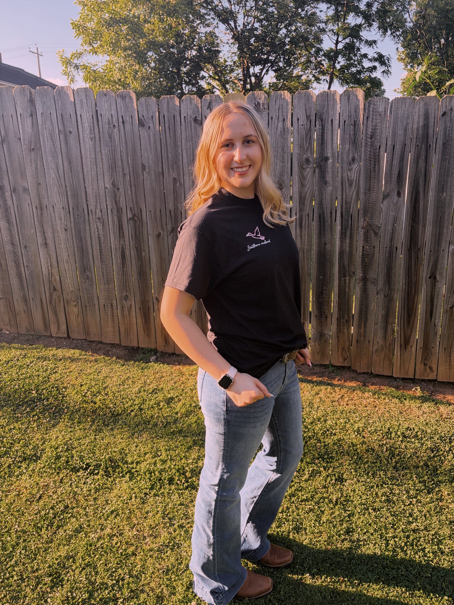 Southern mallard classic pink camo duck women’s tee